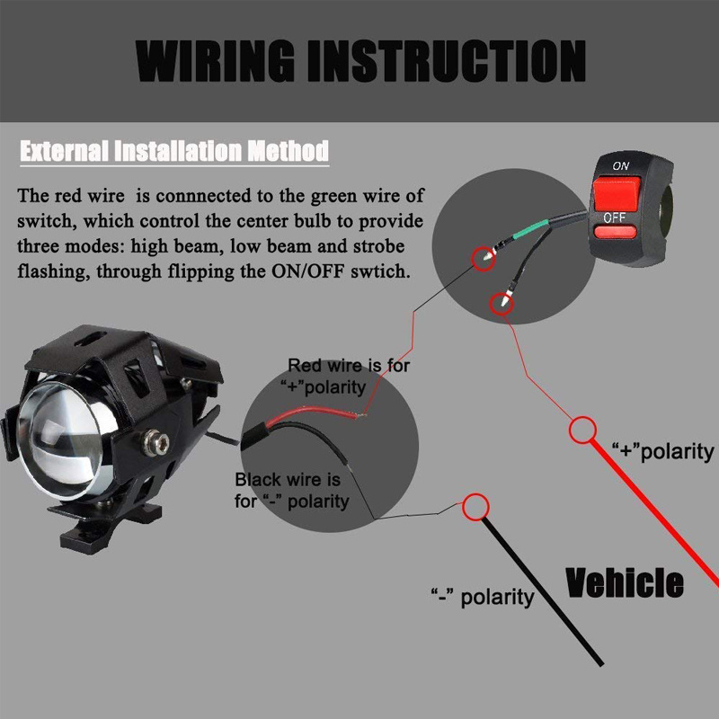 Motorcycle Accessories 12V LED Work Light U5 CREE Lamp Light