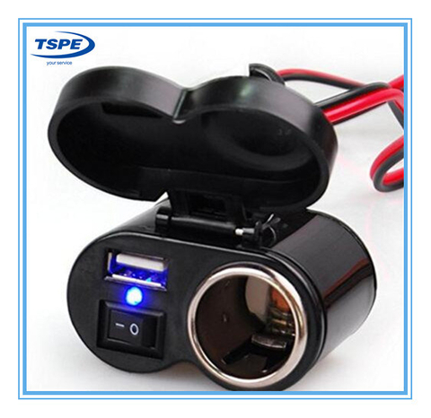 Waterproof 12V USB Charger Power Port with Cigarette Lighter Socket